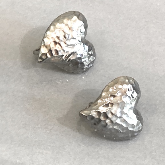 Vintage Heart Clip-on Silver Tone Earrings Say I Love You - Picture 4 of 5